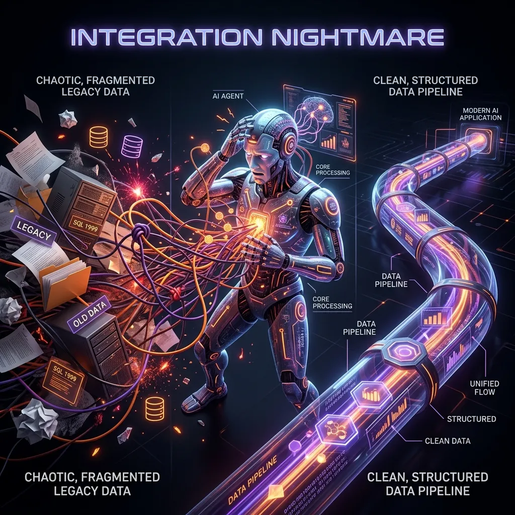 The fragmented data integration nightmare compared to clean AI pipelines
